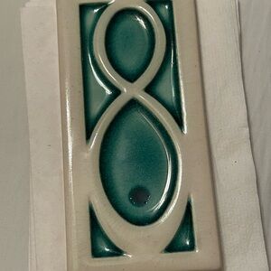Teal and Cream Decorative Tile number 8 for address